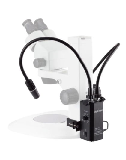 Amscope 6 Watt LED Dual Gooseneck  Illuminator - Piggyback