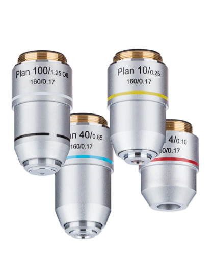 Amscope Plan Objective Lens Set 4X 10X 40X 100X