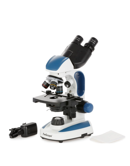 AMSCOPE B110 Binocular Compound Microscope 40X-1000X Magnifiaction dual LED, Ergonomic, Lab With 3D Two-Layer Mechanical Stage