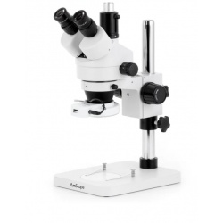 AmScope SM-1T Trinocular Simul-Focal Zoom Stereo Microscope 7X-90X Magnification with 144 LED Compact Ring Light on Pillar Stand with AmScope MU Series 10.0MP camera  