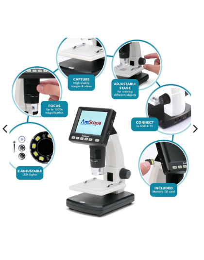  AmScope IQCREW  Premium Portable LCD Color Digital Microscope