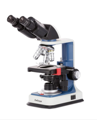 AmScope B120C-R with stage warmer, USB-C Rechargeable Binocular Compound Microscope 40X-2500X  