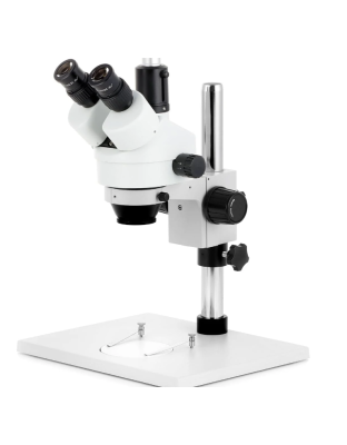 AmScope SM-1TB Trinocular Stereo Microscope 7X-45X Magnification on Pillar Stand w/Extra Large Base Plate