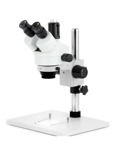 AmScope SM-1TB Trinocular Stereo Microscope 7X-45X Magnification on Pillar Stand w/Extra Large Base Plate