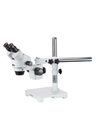 AmScope SM-3B Series Binocular Zoom Stereo Microscope 7X-45X Magnification on Single Arm Boom Stand