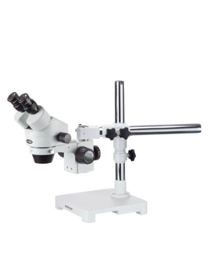 AmScope SM-3B Series Binocular Zoom Stereo Microscope 7X-45X Magnification on Single Arm Boom Stand