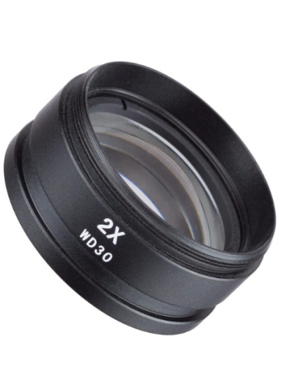 AmScope 2X Barlow Lens For Stereo Microscopes (48mm)