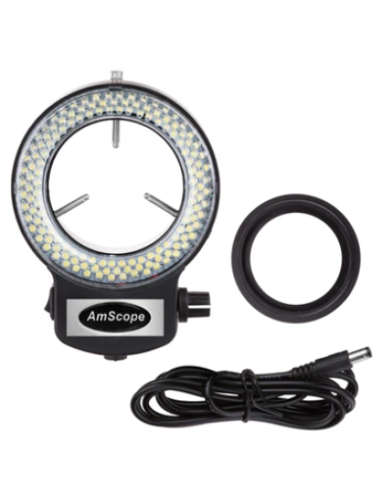 Amscope Binocular stereo Microscope 7x - 45 x on Pillar stand with 144 LED ring light