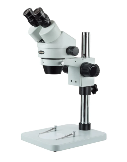 AmScope SM-1B Series Zoom Binocular Stereo Microscope 7X-45X Magnification On Table Pillar Stand