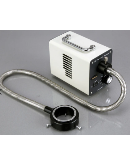 AmScope 20W LED Cold Fiber Optic Illuminator for Microscopes with Fiber Optic Ring Light Attachment 