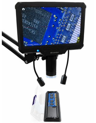 Portable 7" Digital Microscope 10x–150x Magnification with Articulating Stand.