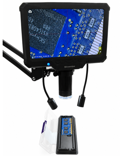 Portable 7" Digital Microscope 10x–150x Magnification with Articulating Stand.