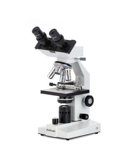 AmScope B100 Series Biological Binocular Compound Microscope 40X-1000X Magnification with LED and Mechanical Stage