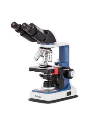 AmScope B120C-R Series USB-C Rechargeable Student Binocular Compound Microscope 40X-2500X Magnification with 3D Two-Layer Mechanical Stage