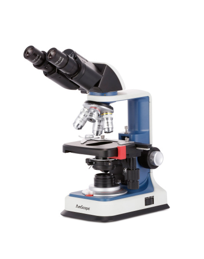 AmScope B120C-R Series USB-C Rechargeable Student Binocular Compound Microscope 40X-2500X Magnification with 3D Two-Layer Mechanical Stage