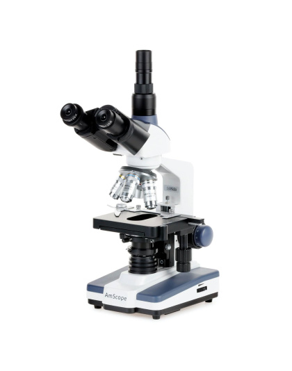 AmScope T120 Series Student and Professional Trinocular Compound Microscope 40X-2500X Magnification with LED and 3D Mechanical Stage