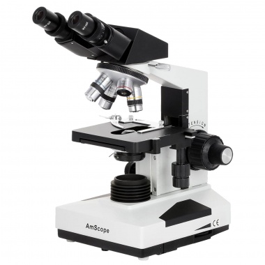 AmScope B490 Series Professional Biological Binocular Compound Microscope 40X-2000X Magnification With 3D Mechanical Stage