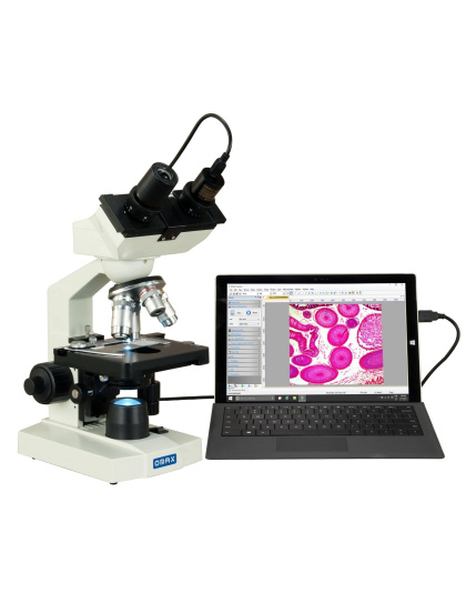OMAX 40X-2500X LED Binocular Lab Compound Microscope with 5MP Camera and Mechanical Stage