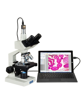 OMAX M83E Series LED Digital Trinocular Lab Compound Microscope 40X-2500X Magnification with USB Camera and Mechanical Stage