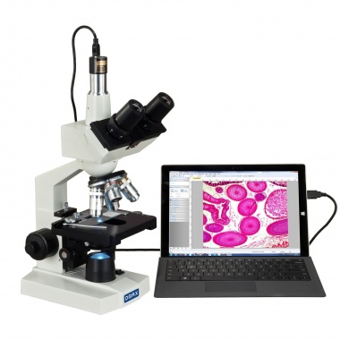 OMAX M83E Series LED Trinocular Lab Compound Microscope 40X-2500X Magnification with 5.0MP Digital Camera and Mechanical Stage