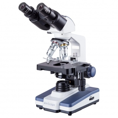 AmScope B120 Series Student & Professional LED Binocular Compound Microscope w/Siedentopf Head, 3D Mechanical Stage & Optional Digital Camera