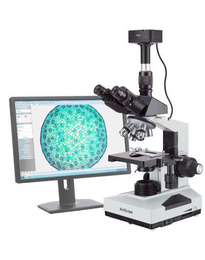 AmScope T490 Series Trinocular Biological Compound Microscope 40X-2000X Magnificatio with 5MP USB Digital Camera