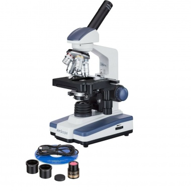 AmScope ME620 Series Monocular Compound Microscope 40X-2500X Magnification with LED and 5MP Digital Eyepiece
