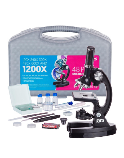 IQCrew By AMSCOPE M30 Series Kids Educational Compound Microscope 120X-240X-300X-480X-600X-1200X Magnification With Metal Arm
