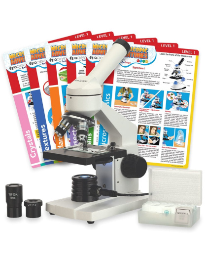 AmScope M102 Series Metal Frame Monocular Compound Microscope 40X-1000X Magnification with LED, Blank Slides and Experiment Cards