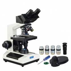 OMAX MD82 Series Binocular Compound Microscope 40X-2000X Magnification With Built-in 3.0MP USB Digital Camera and 4-lens Phase-contrast Turret Kit