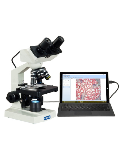 Omax MD82EZ Series Digital Integrated Compound Microscope 40X-2500X Magnification with 1.3MP Integrated Camera LED Illumination