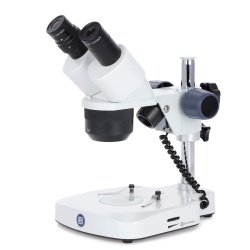 Euromex EduBlue Series Binocular Stereo Microscope 10X-30X Magnification with with 1X/3X Objective Lenses on Dual Illumination Pillar Stand