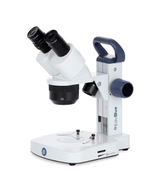 Euromex EduBlue Series Binocular Stereo Microscope 10X-30X Magnification with with 1X/3X Objective Lenses on Dual Illumination Track Stand