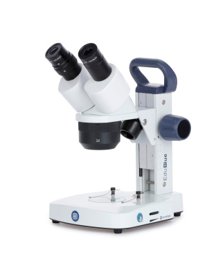 Euromex EduBlue Series Binocular Stereo Microscope 10X, 20X, 30X Magnification with 1X/2X/3X Objective Lenses on Dual Illumination Track Stand