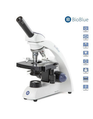 Euromex BioBlue Series Portable Monocular Compound Microscope with Spring Loaded Objective and Mechanical X-Y Stage