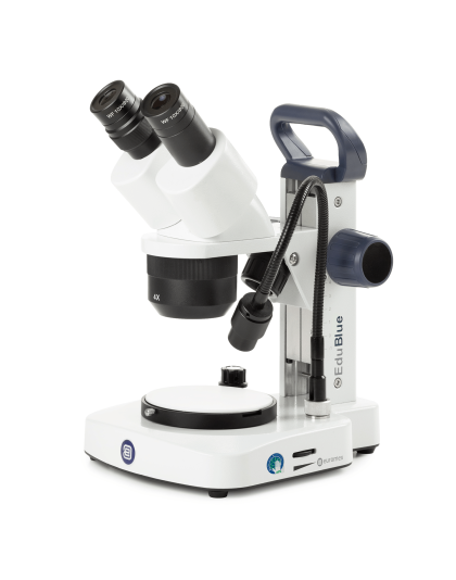 Euromex EduBlue Series Binocular Stereo Microscope 20X-40X Magnification with 2X/4X Objective Lenses on Tri Illumination Track Stand w/ Moveable Stage