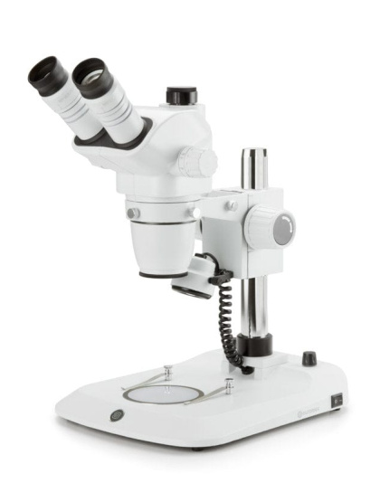 Euromex High-Precision Zoom Trinocular Stereo Microscope NexiusZoom Series 6.7X-4.5X Magnification - Pillar Stand, Incident & Transmitted 3W Illumination, Antistatic (ESD) Coating
