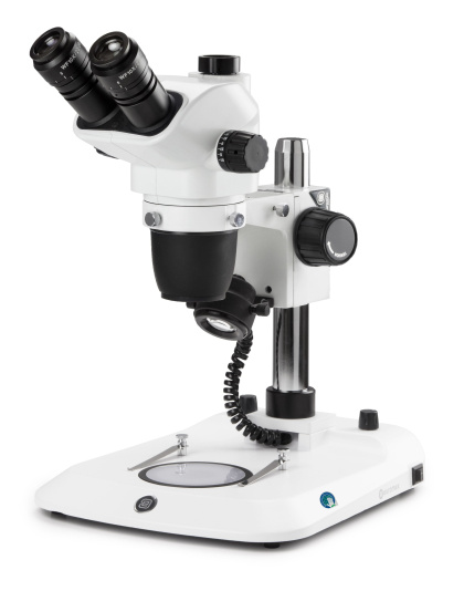 Euromex NexiusZoom Series High-Precision Zoom EVO Trinocular Stereo Microscope 6.5X-55X Magnification on Pillar Stand w/3W LED Incident & Transmitted Illumination