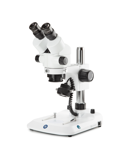 Euromex StereoBlue Series Zoom Trinocular Stereo Microscope 7X-45X Magnification on Pillar Stand with Incident Light and Transmitted LED illumination