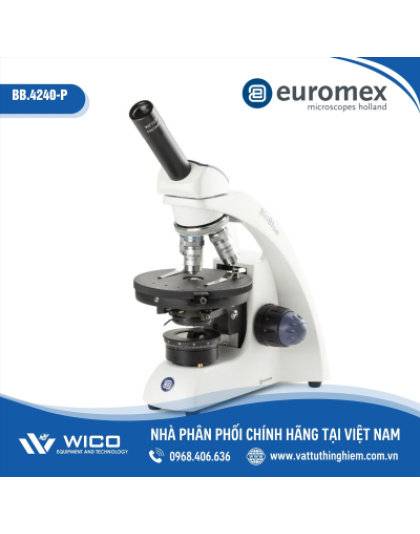 BB.4240-P-DLED - BioBlue monocular polarization microscope with SMP 4/10/S40/S60x objectives. 1 W Dual